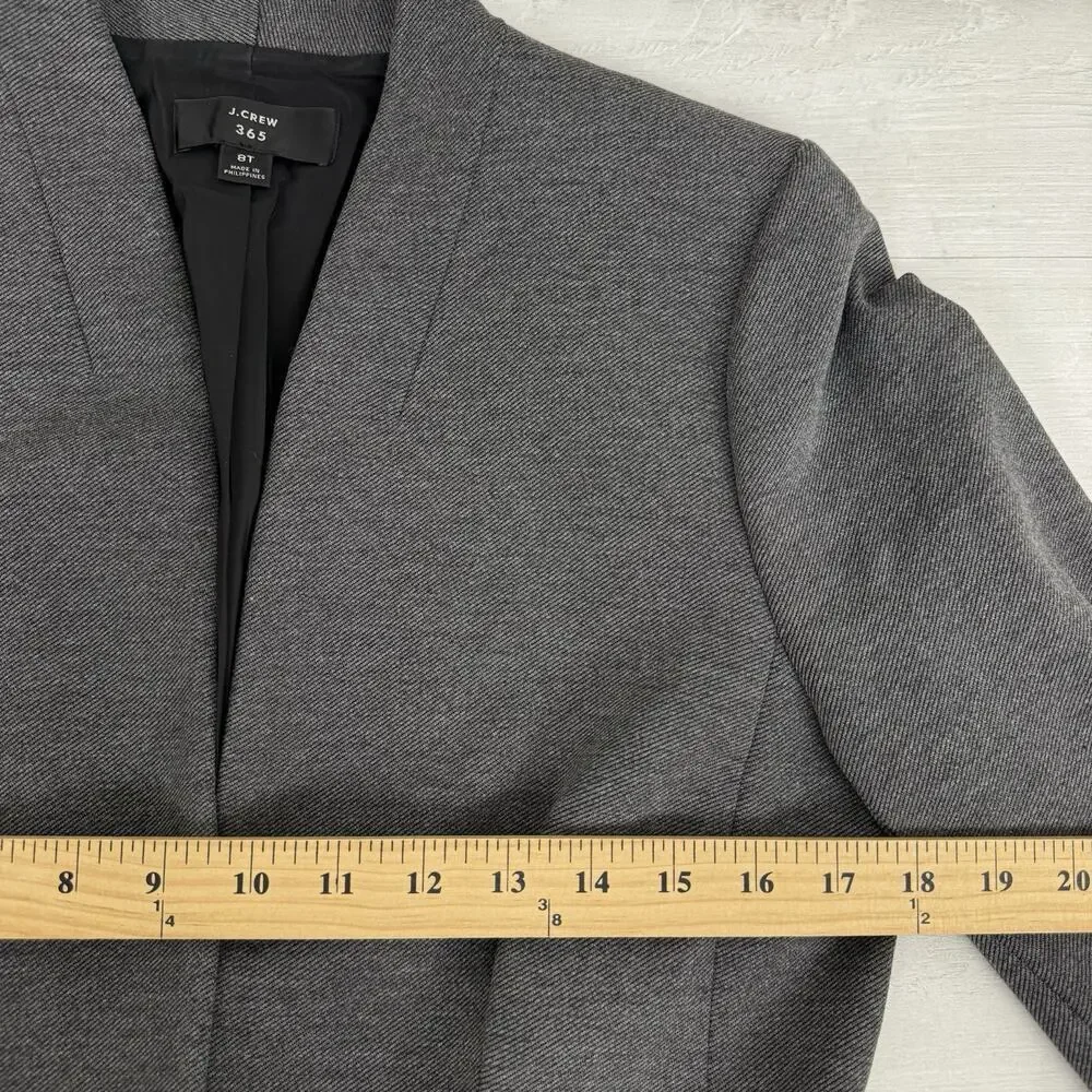 J.Crew Going Out Blazer Size‎ 8 Tall Gray Open Front Stretch Knit Twill Office
